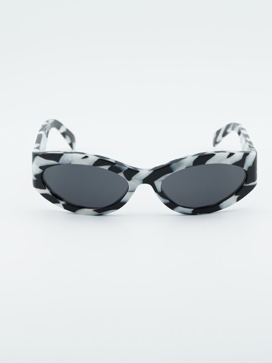 Celine CL40288I 04A Sunglasses Black and White Zebra Cat Eye Frame, Grey Lenses main image 4